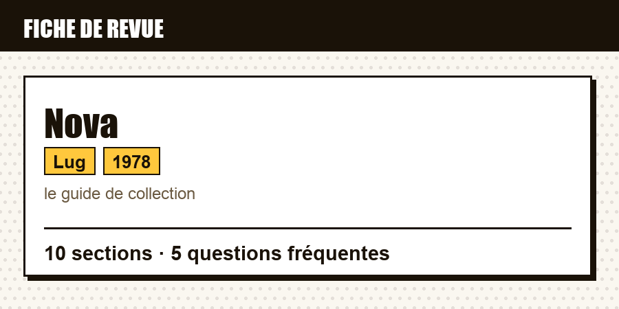 Carte d'identité de la revue Nova : éditeur, année de lancement, contenu de l'article