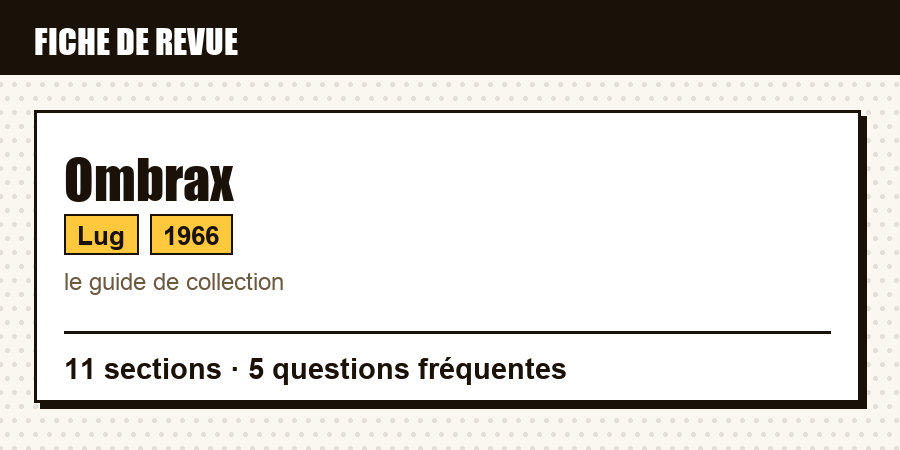 Carte d'identité de la revue Ombrax : éditeur, année de lancement, contenu de l'article