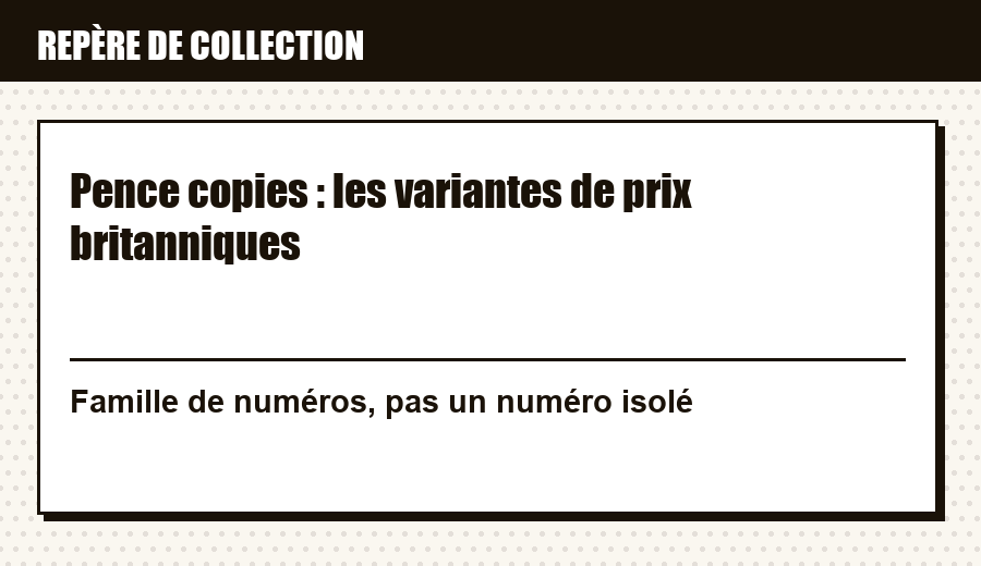 Carte d'identité : Pence copies : les variantes de prix britanniques
