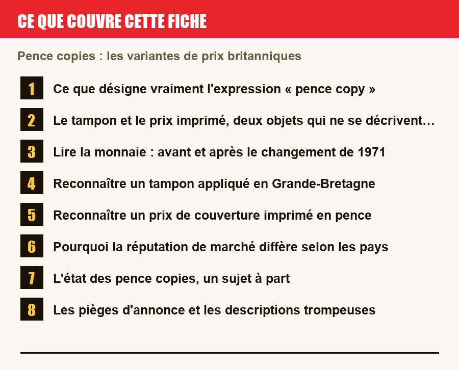 Les sections de cette fiche, de la description du numéro aux pièges à l'achat