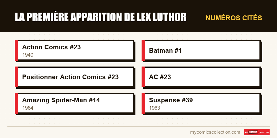 Numéros cités : La première apparition de Lex Luthor