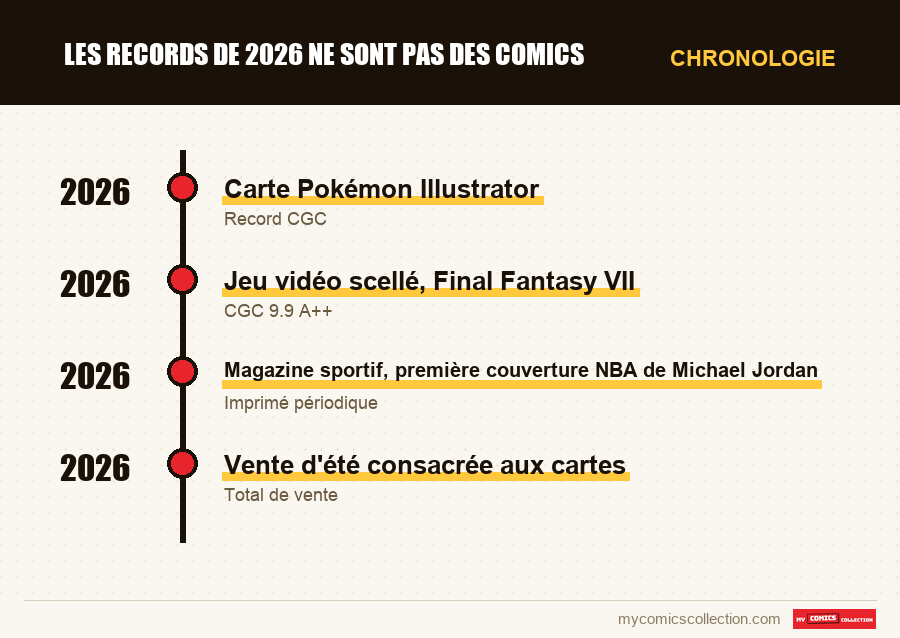 Chronologie des numéros et séries de Les records de 2026 ne sont pas des comics