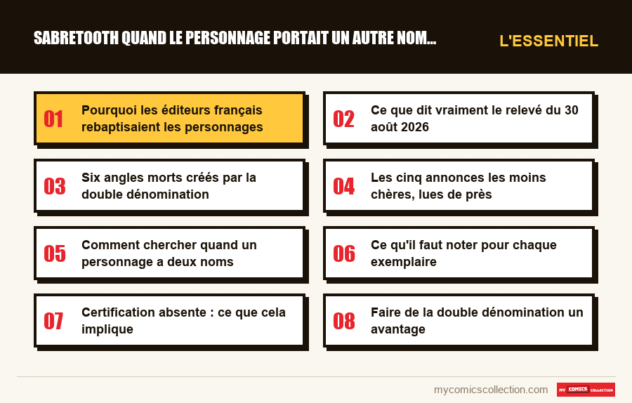 L'essentiel : sabretooth quand le personnage portait un autre nom en franc