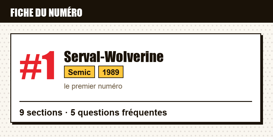 Carte d'identité du numéro Serval-Wolverine #1 : éditeur, année, contenu de l'article