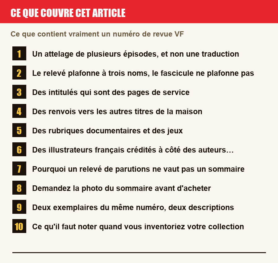 Plan de l'article section par section, de la présentation générale jusqu'aux pièges à l'achat
