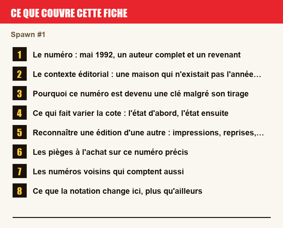 Les sections de cette fiche, de la description du numéro aux pièges à l'achat