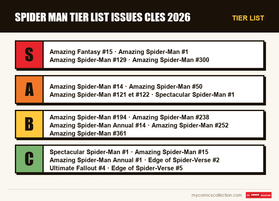 Tier list : spider man tier list issues cles 2026