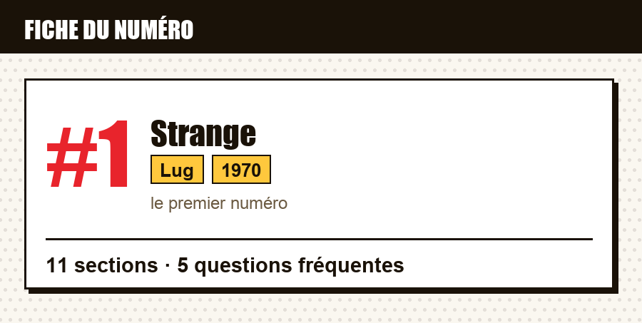Carte d'identité du numéro Strange #1 : éditeur, année, contenu de l'article