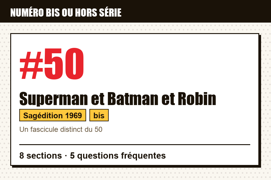 Carte d'identité de Superman et Batman et Robin 50bis : numéro bis ou hors série, série, éditeur et année