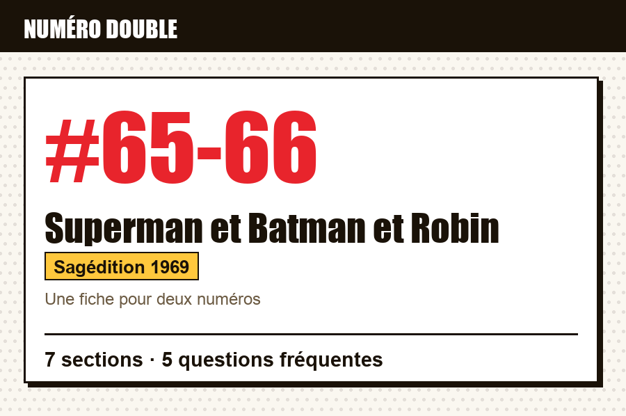 Carte d'identité de Superman et Batman et Robin n°65-66 : numéro double, série, éditeur et année