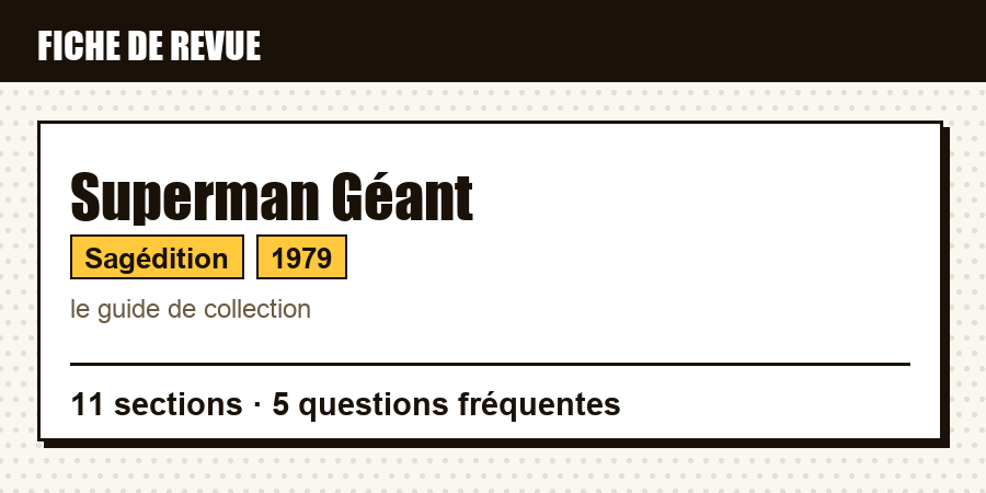 Carte d'identité de la revue Superman Géant : éditeur, année de lancement, contenu de l'article