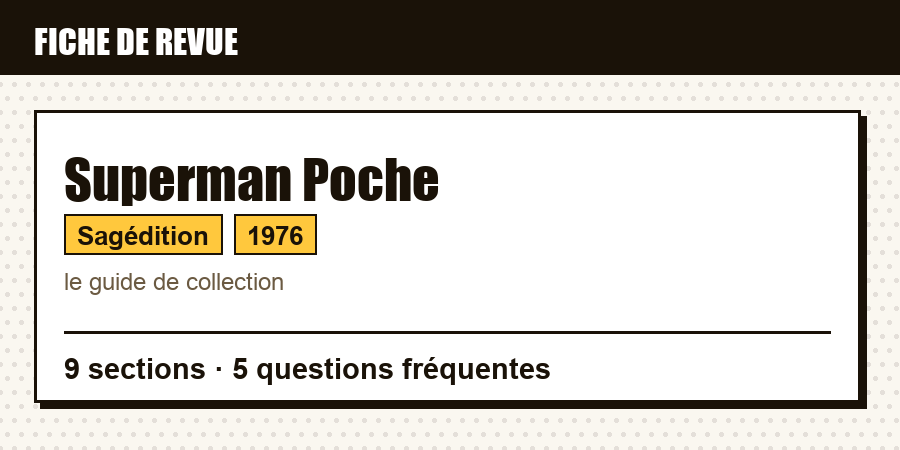 Carte d'identité de la revue Superman Poche : éditeur, année de lancement, contenu de l'article