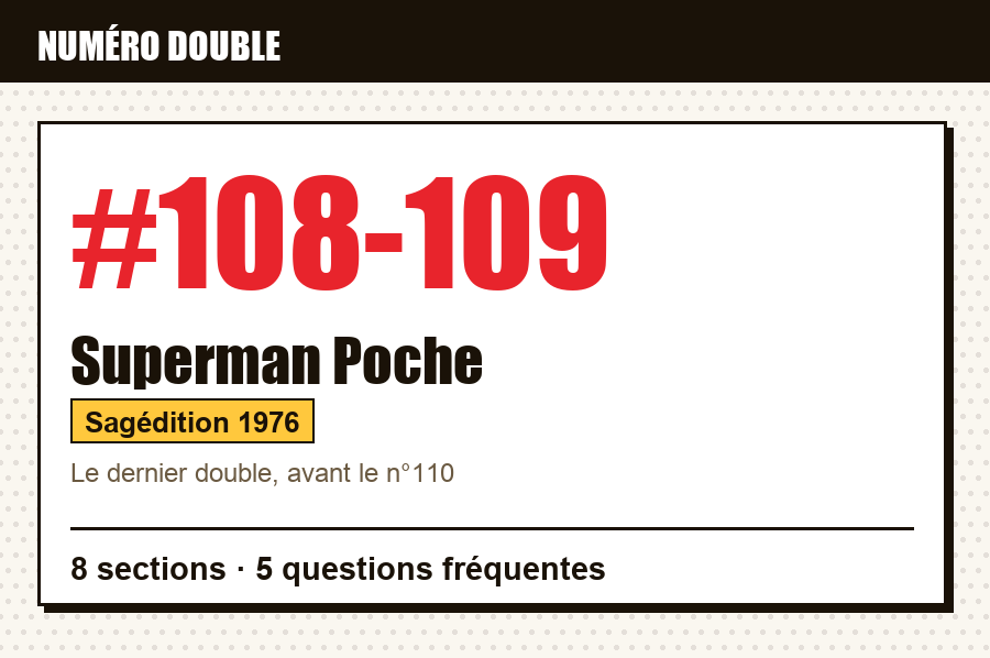 Carte d'identité de Superman Poche n°108-109 : numéro double, série, éditeur et année