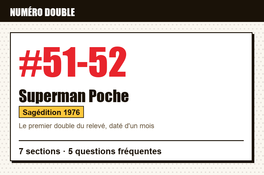 Carte d'identité de Superman Poche n°51-52 : numéro double, série, éditeur et année