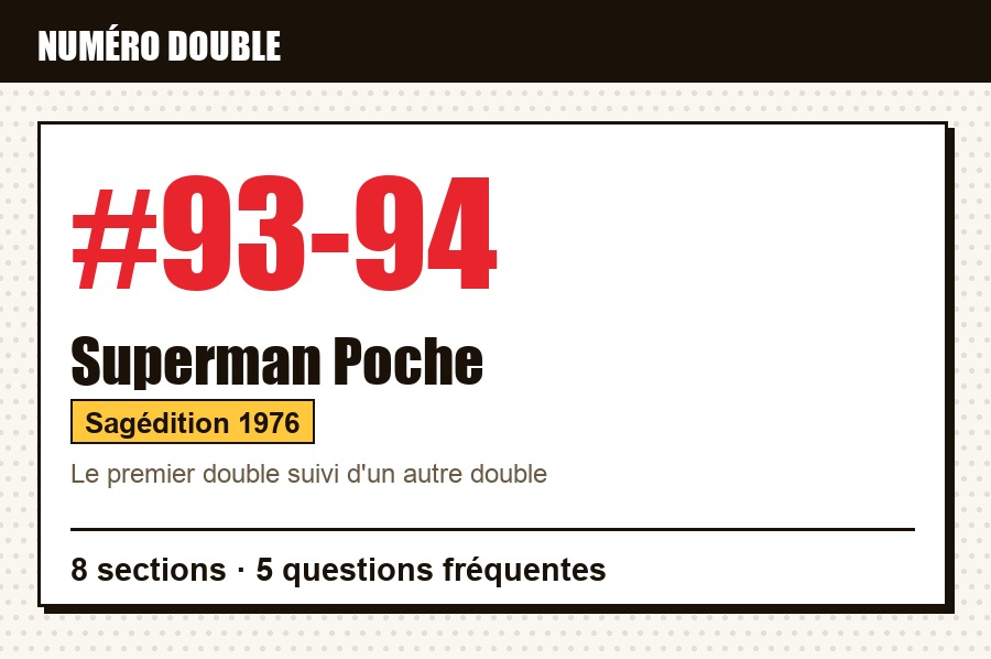 Carte d'identité de Superman Poche n°93-94 : numéro double, série, éditeur et année