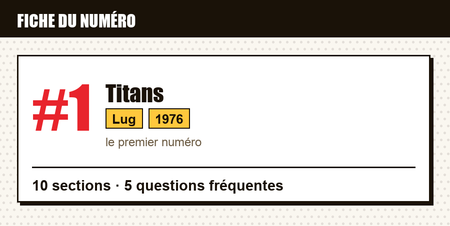 Carte d'identité du numéro Titans #1 : éditeur, année, contenu de l'article