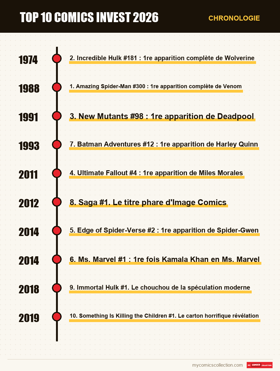 Chronologie des numéros et séries de top 10 comics invest 2026