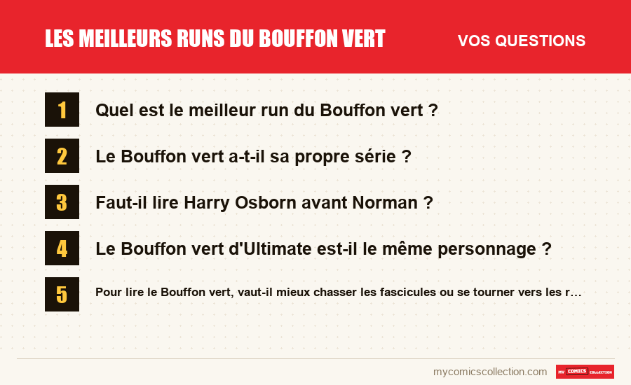 Les questions fréquentes sur Les meilleurs runs du Bouffon vert auxquelles répond cet article