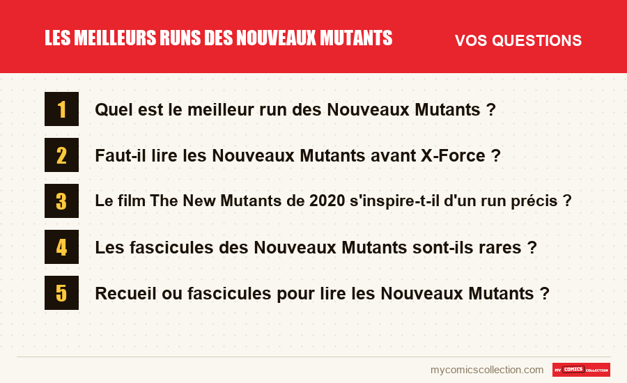 Les questions fréquentes sur Les meilleurs runs des Nouveaux Mutants auxquelles répond cet article
