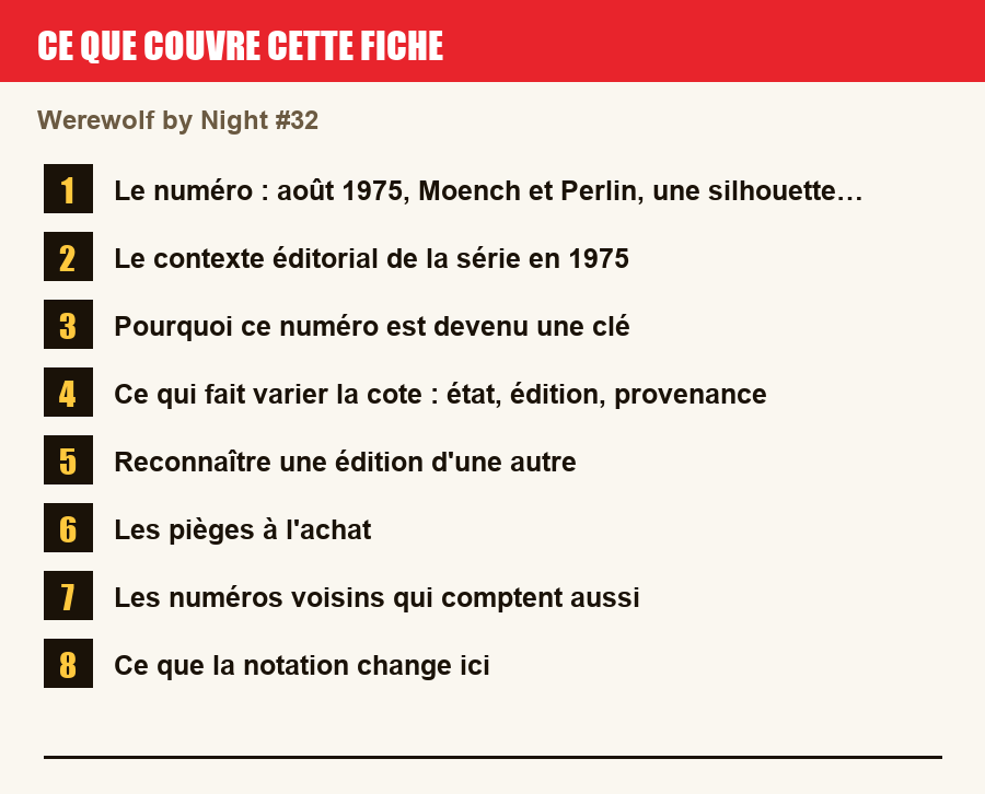 Les sections de cette fiche, de la description du numéro aux pièges à l'achat