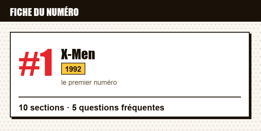 Carte d'identité du numéro X-Men #1 : éditeur, année, contenu de l'article