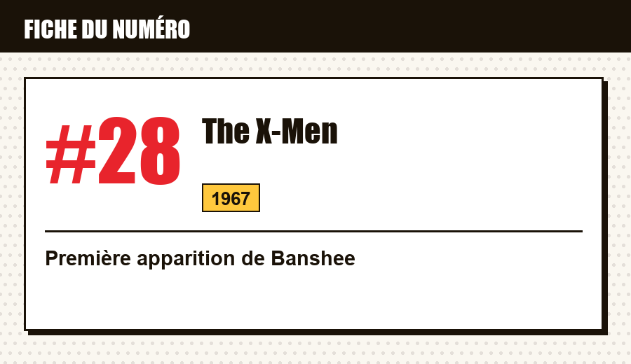 Carte d'identité : The X-Men #28 (1967) : la première apparition de Banshee