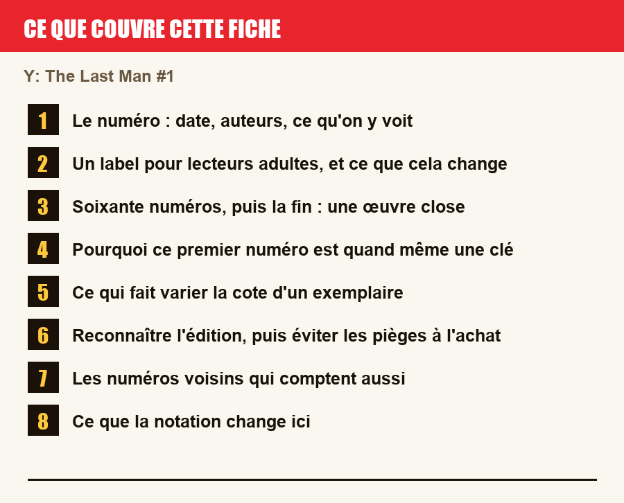 Les sections de cette fiche, de la description du numéro aux pièges à l'achat
