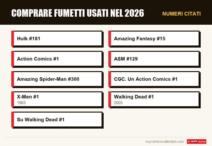 Numeri citati : Comprare fumetti usati nel 2026