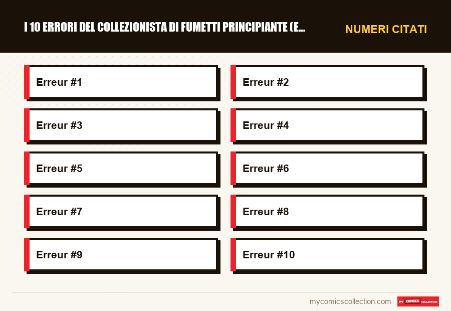 Numeri citati : I 10 errori del collezionista di fumetti principiante (e com