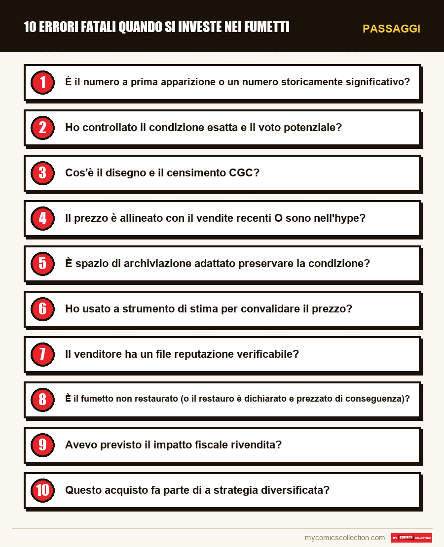 Passaggi : 10 errori fatali quando si investe nei fumetti