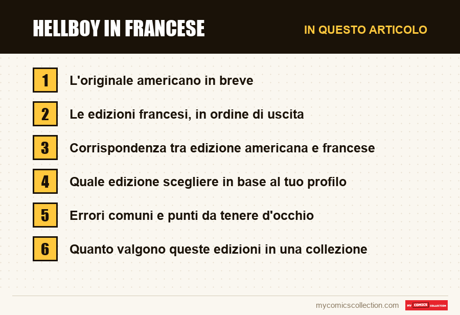 Hellboy in francese: le sezioni di questo articolo, in ordine di lettura