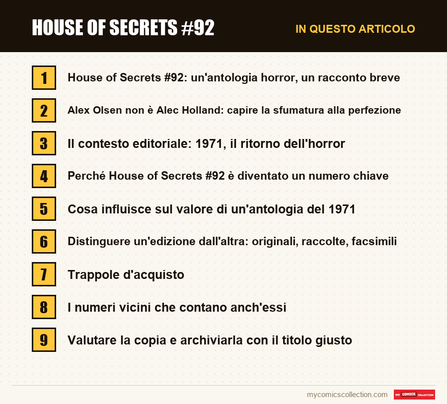 House of Secrets #92: le sezioni di questo articolo, in ordine di lettura