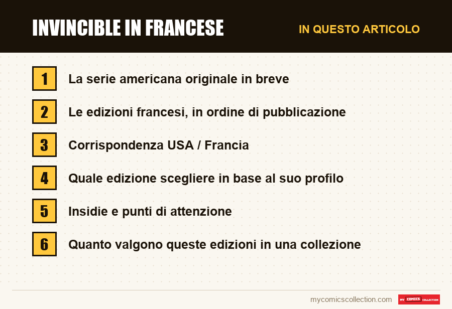 Invincible in francese: le sezioni di questo articolo, in ordine di lettura