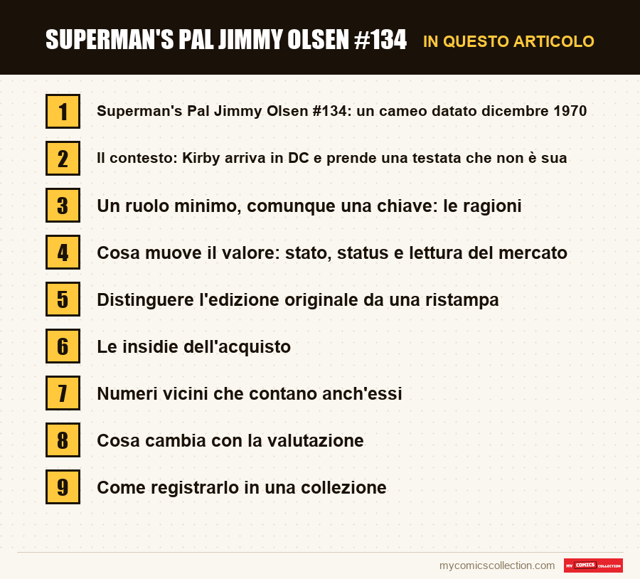 Superman's Pal Jimmy Olsen #134: le sezioni di questo articolo, in ordine di lettura