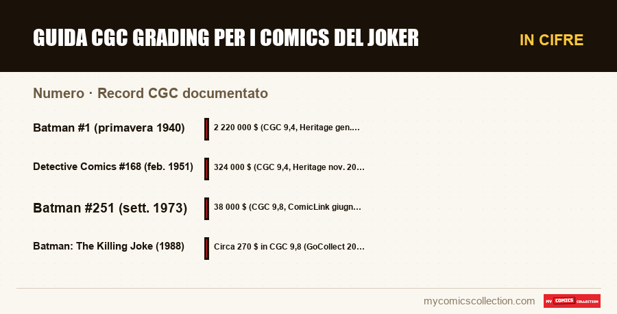 In cifre : Guida CGC Grading per i comics del Joker, Record CGC documentato