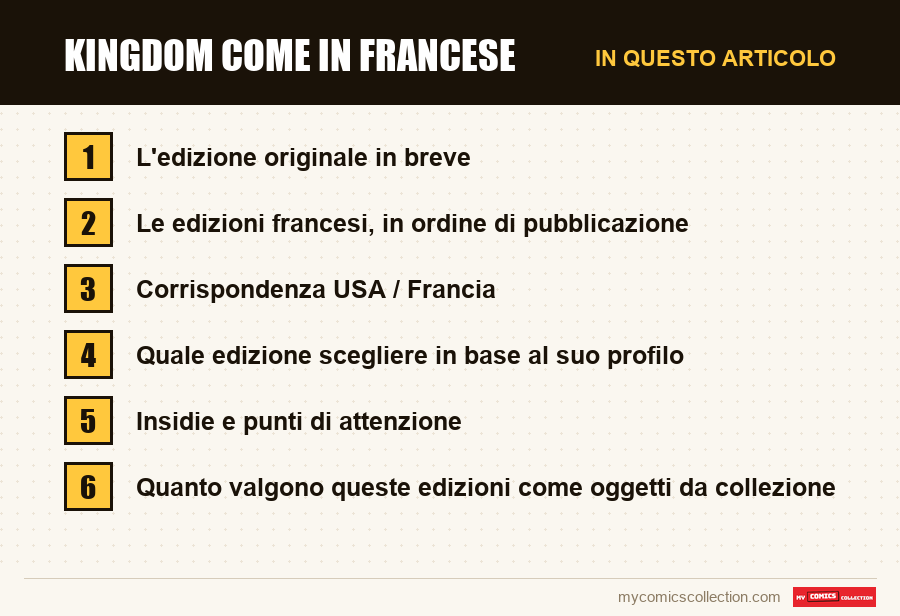 Kingdom Come in francese: le sezioni di questo articolo, in ordine di lettura