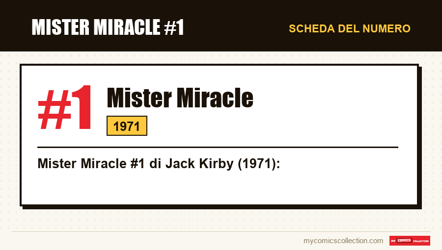 Scheda di Mister Miracle #1: numero, anno e perché è un numero chiave