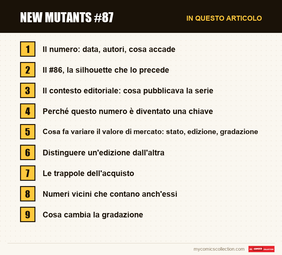 New Mutants #87: le sezioni di questo articolo, in ordine di lettura