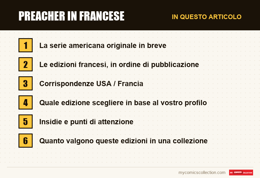 Preacher in francese: le sezioni di questo articolo, in ordine di lettura
