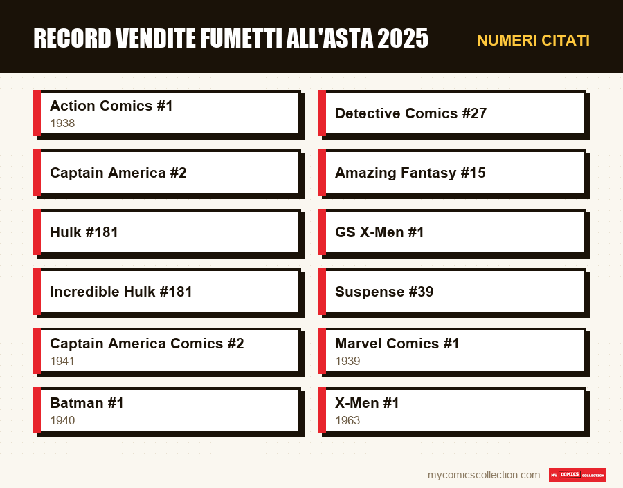 Numeri citati : Record vendite fumetti all'asta 2025