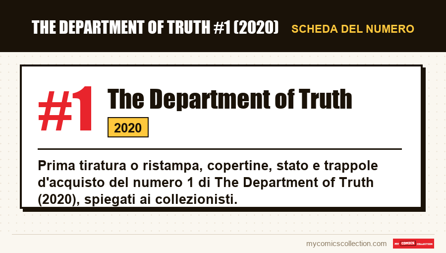 Scheda di The Department of Truth #1: numero, anno e perché è un numero chiave