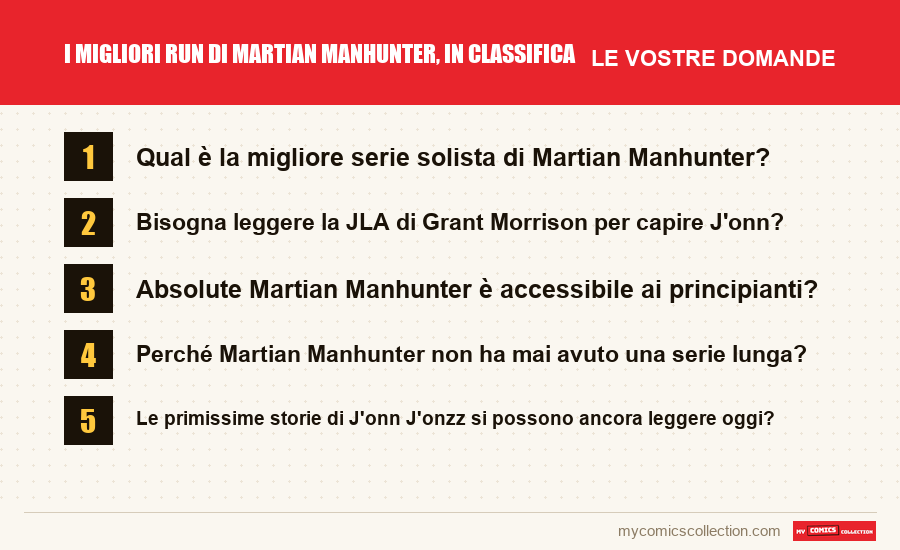 I migliori run di Martian Manhunter, in classifica: le domande frequenti a cui risponde questo articolo