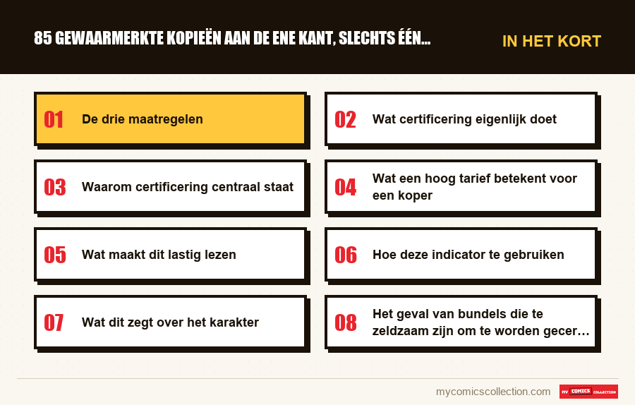 In het kort : 85 gewaarmerkte kopieën aan de ene kant, slechts één aan de 