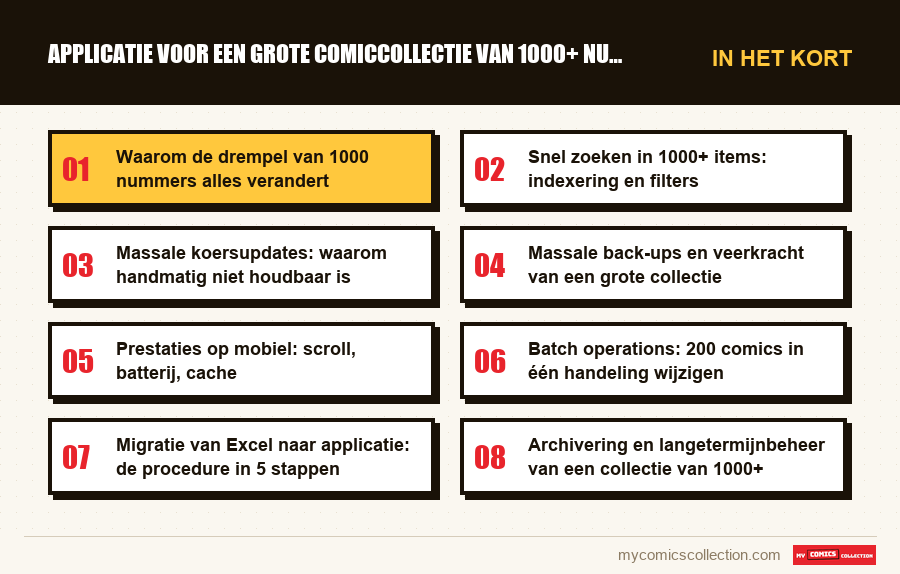 In het kort : Applicatie voor een grote comiccollectie van 1000+ nummers
