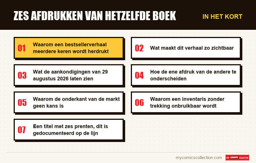 In het kort : Zes afdrukken van hetzelfde boek