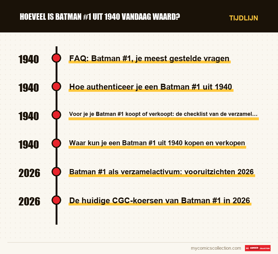 Tijdlijn van de nummers en reeksen van Hoeveel is Batman #1 uit 1940 vandaag waard?
