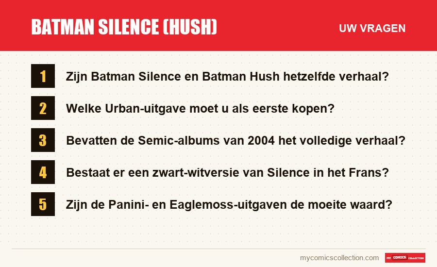 Batman Silence (Hush): de veelgestelde vragen die dit artikel beantwoordt