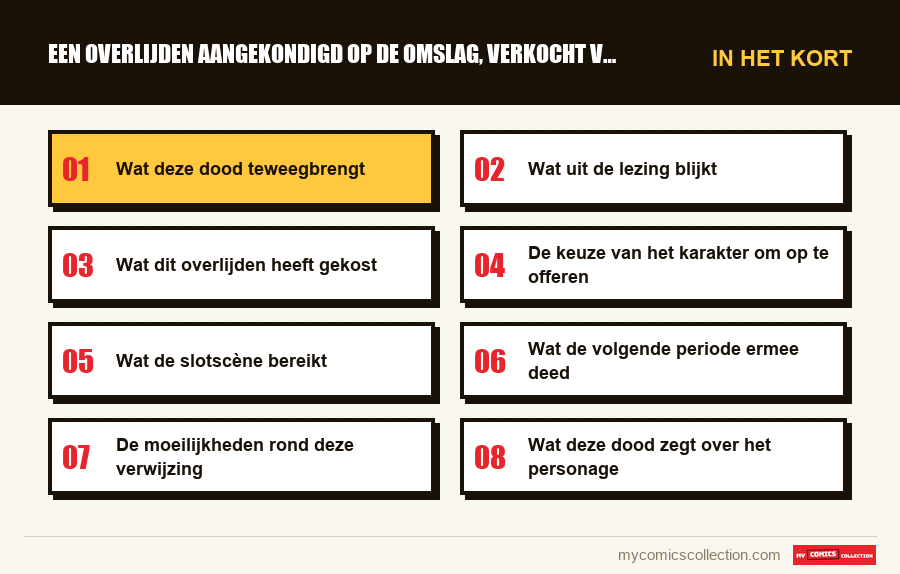 In het kort : Een overlijden aangekondigd op de omslag, verkocht voor $ 1,