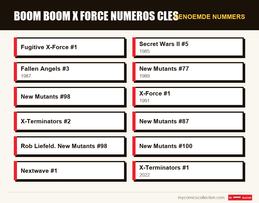 Genoemde nummers : boom boom x force numeros cles