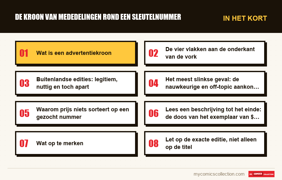 In het kort : De kroon van mededelingen rond een sleutelnummer